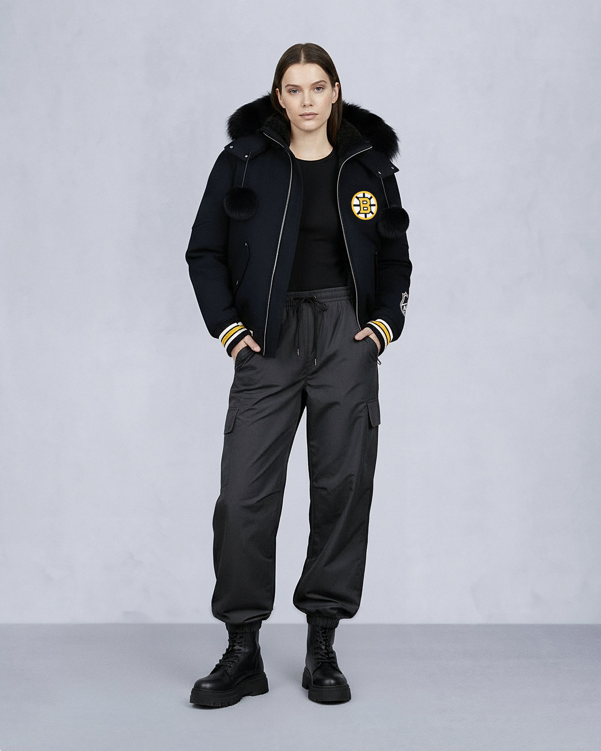 NHL X MOOSE KNUCKLES BRUINS BOMBER JACKET