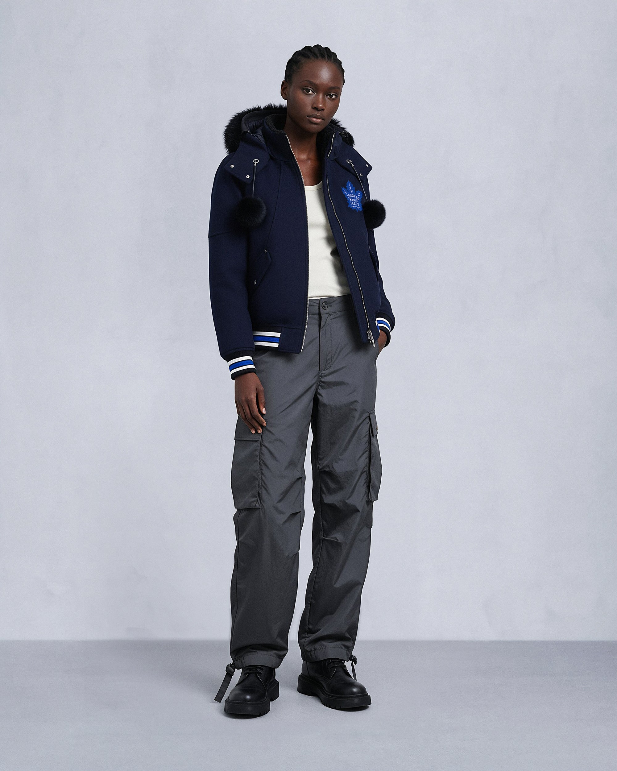 NHL X MOOSE KNUCKLES MAPLE LEAFS BOMBER JACKET