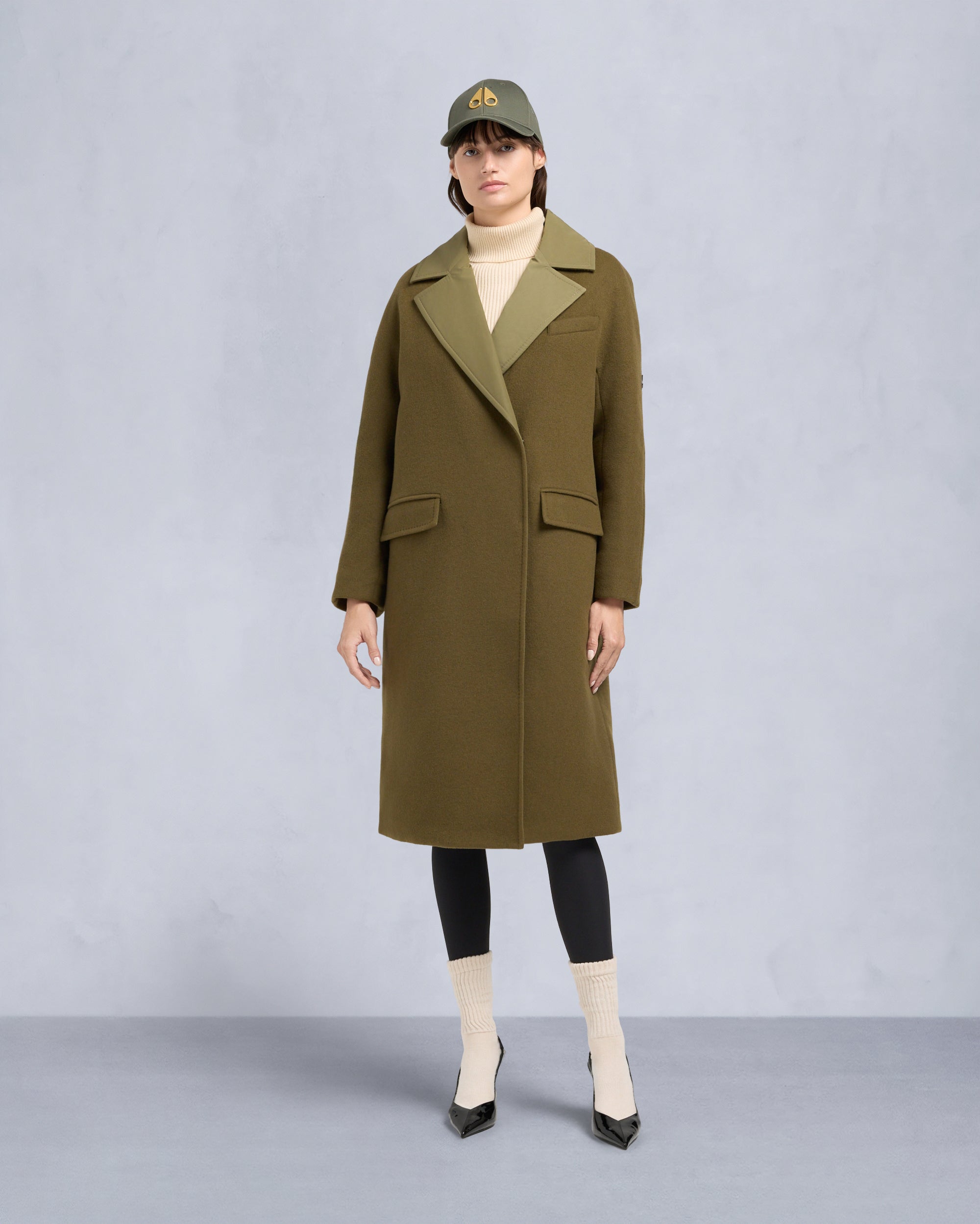 LAFLEUR WOOL LONG WRAP COAT-MARSH