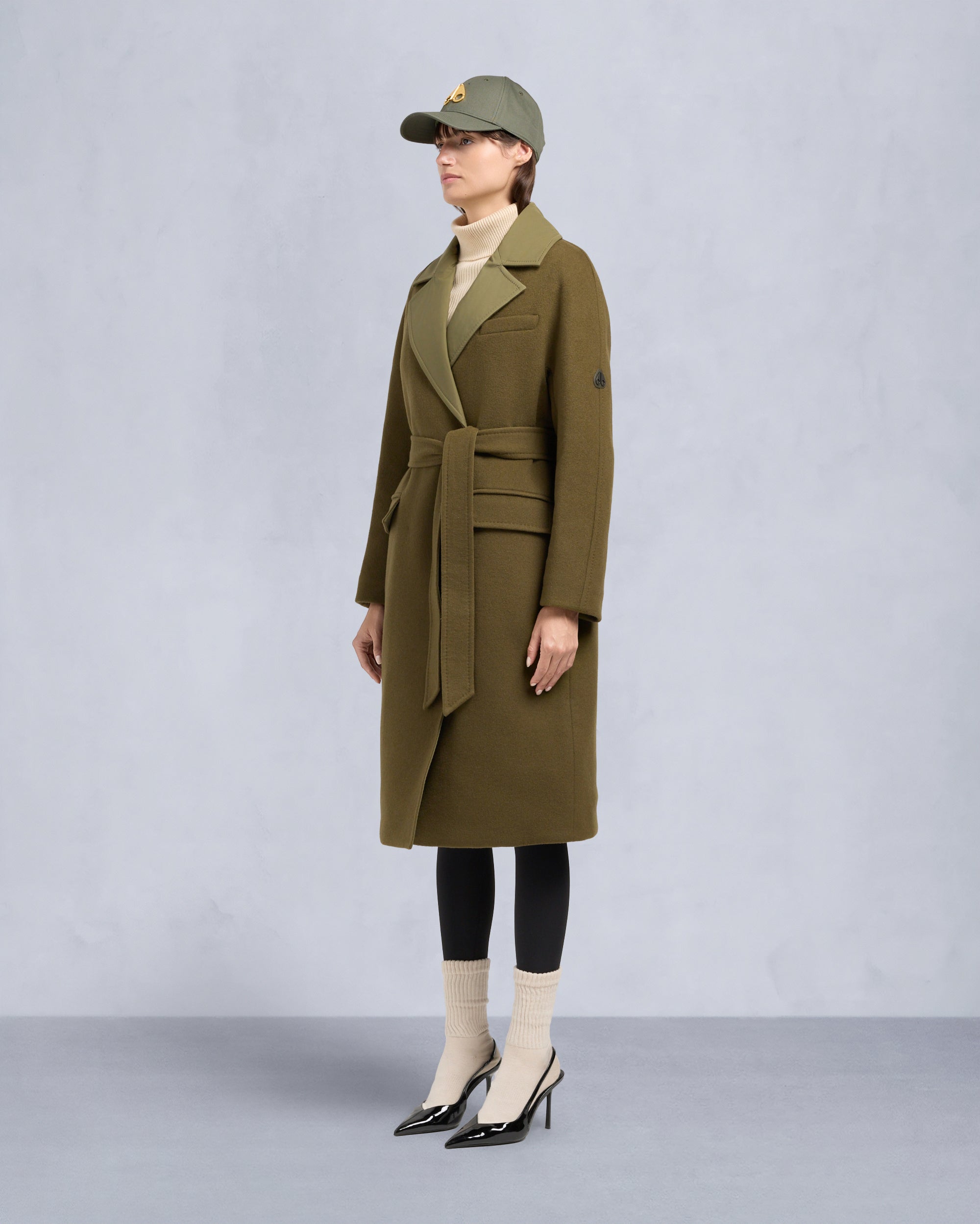 LAFLEUR WOOL LONG WRAP COAT-MARSH