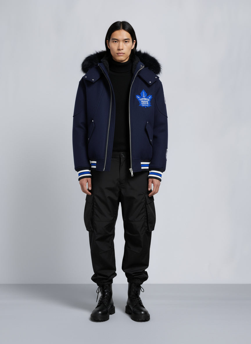 NHL X MOOSE KNUCKLES MAPLE LEAFS BOMBER JACKET
