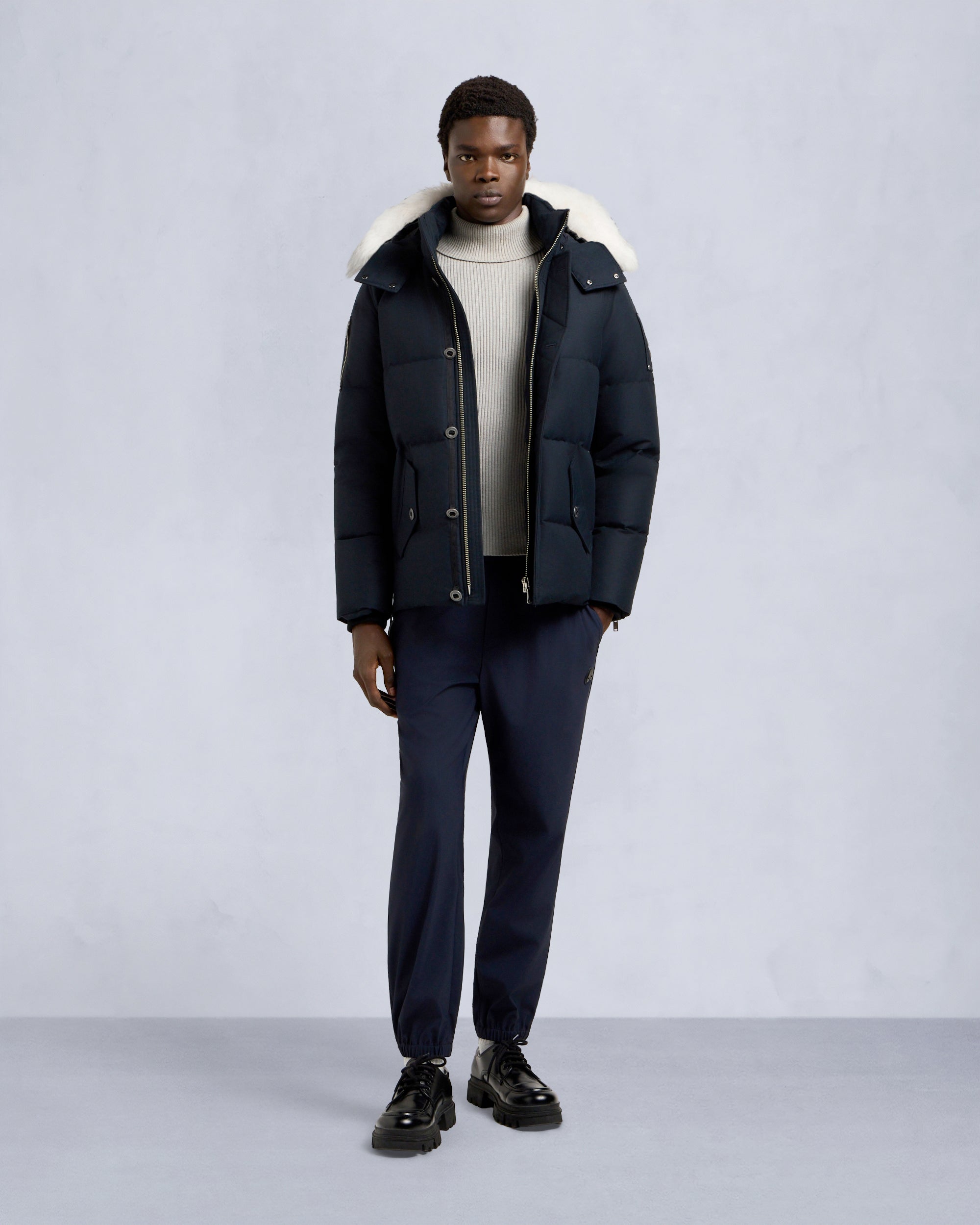 ORIGINAL SHEARLING TRIM 3Q JACKET-NAVY/NATURAL