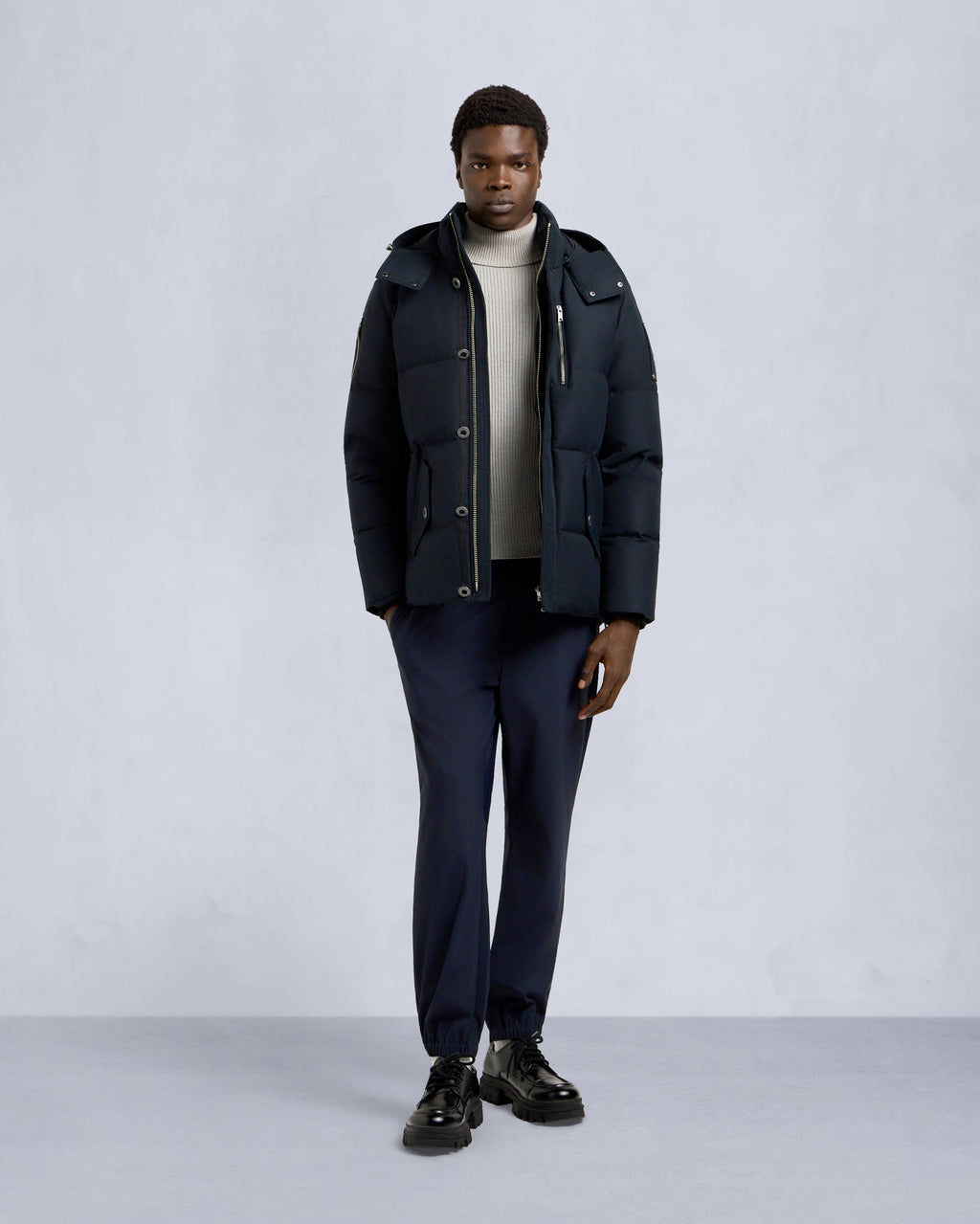 ORIGINAL SHEARLING TRIM 3Q JACKET-NAVY/NATURAL