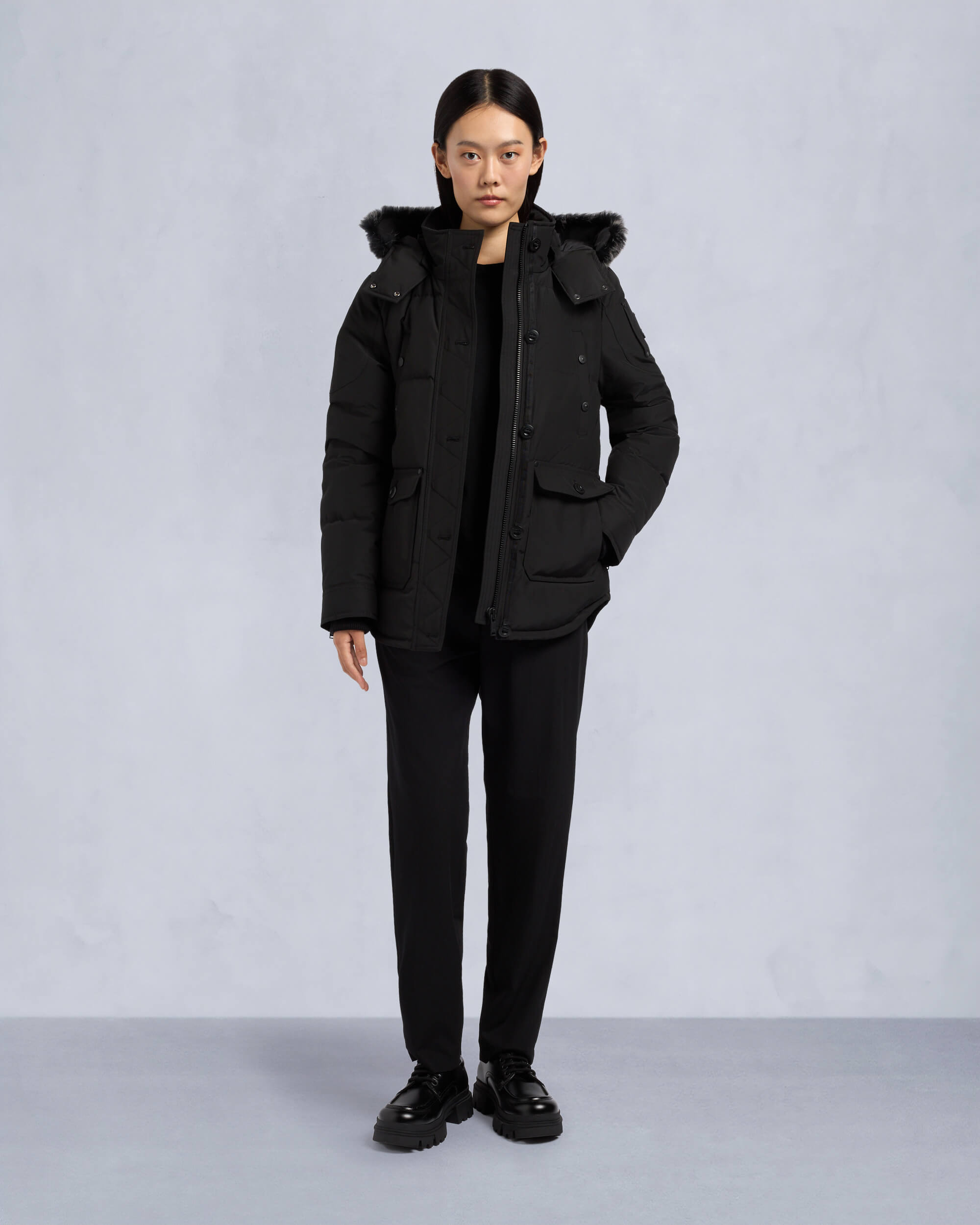 Moose Knuckles - M33LJ113S - Onyx Anguille Shearling Jacket - WOMENS - Black / ice sherling  - Front Category