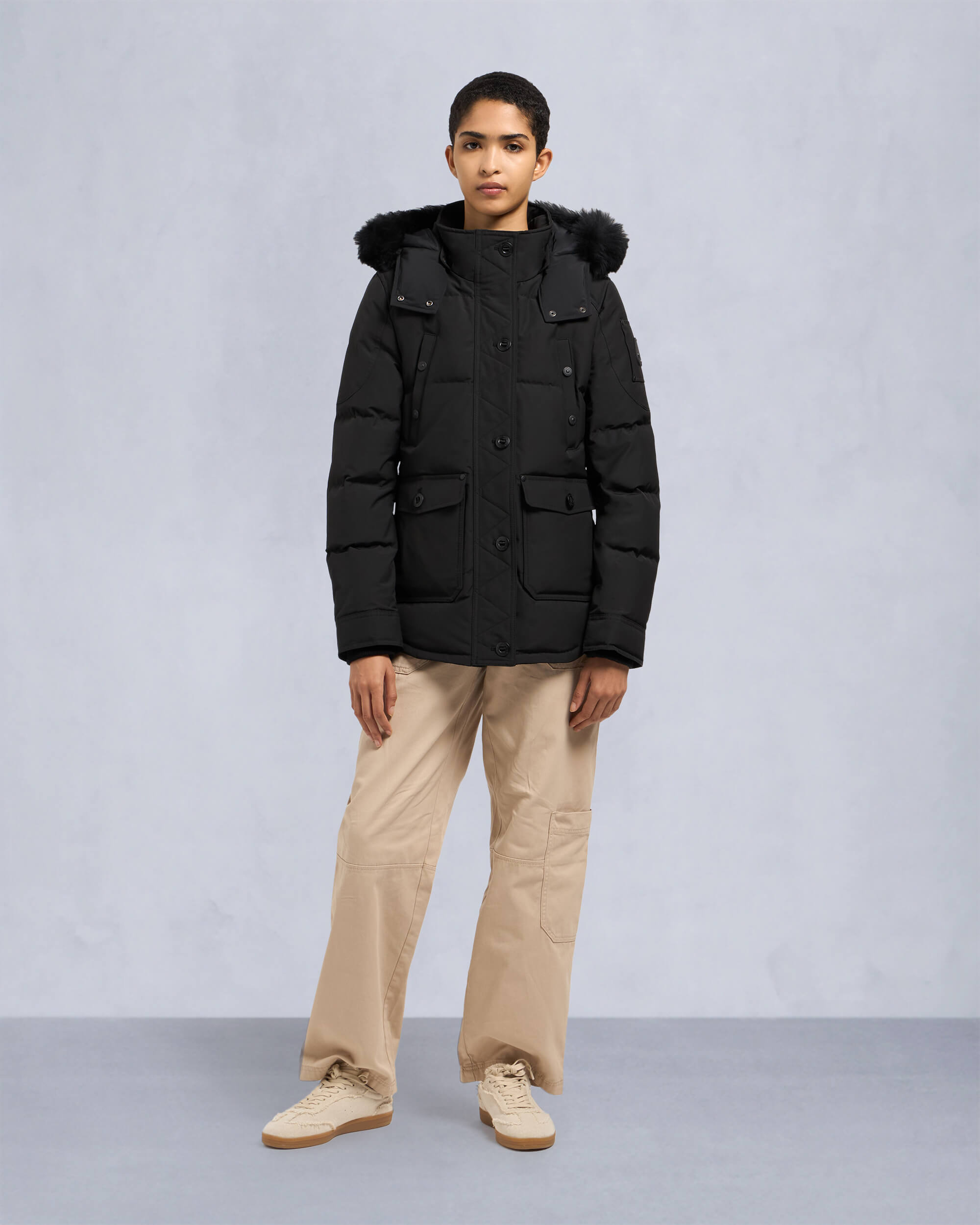 Moose Knuckles - M33LJ113S - Onyx Anguille Shearling Jacket - WOMENS - Black / Black Shearling - Front Category