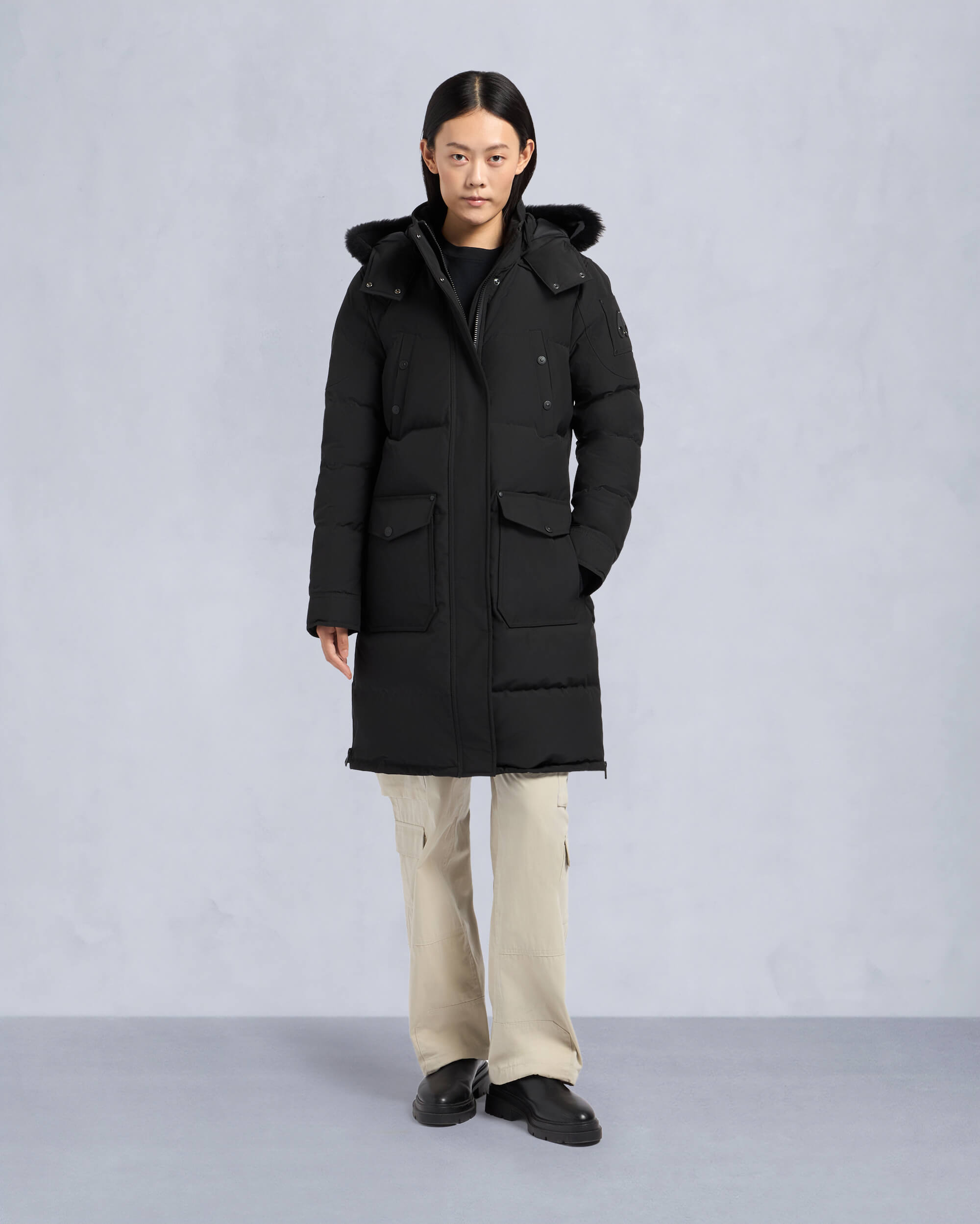 Moose Knuckles - M33LP211S - Onyx Shearling Causapscal Parka - WOMENS - Black / Black Shearling - Front Category