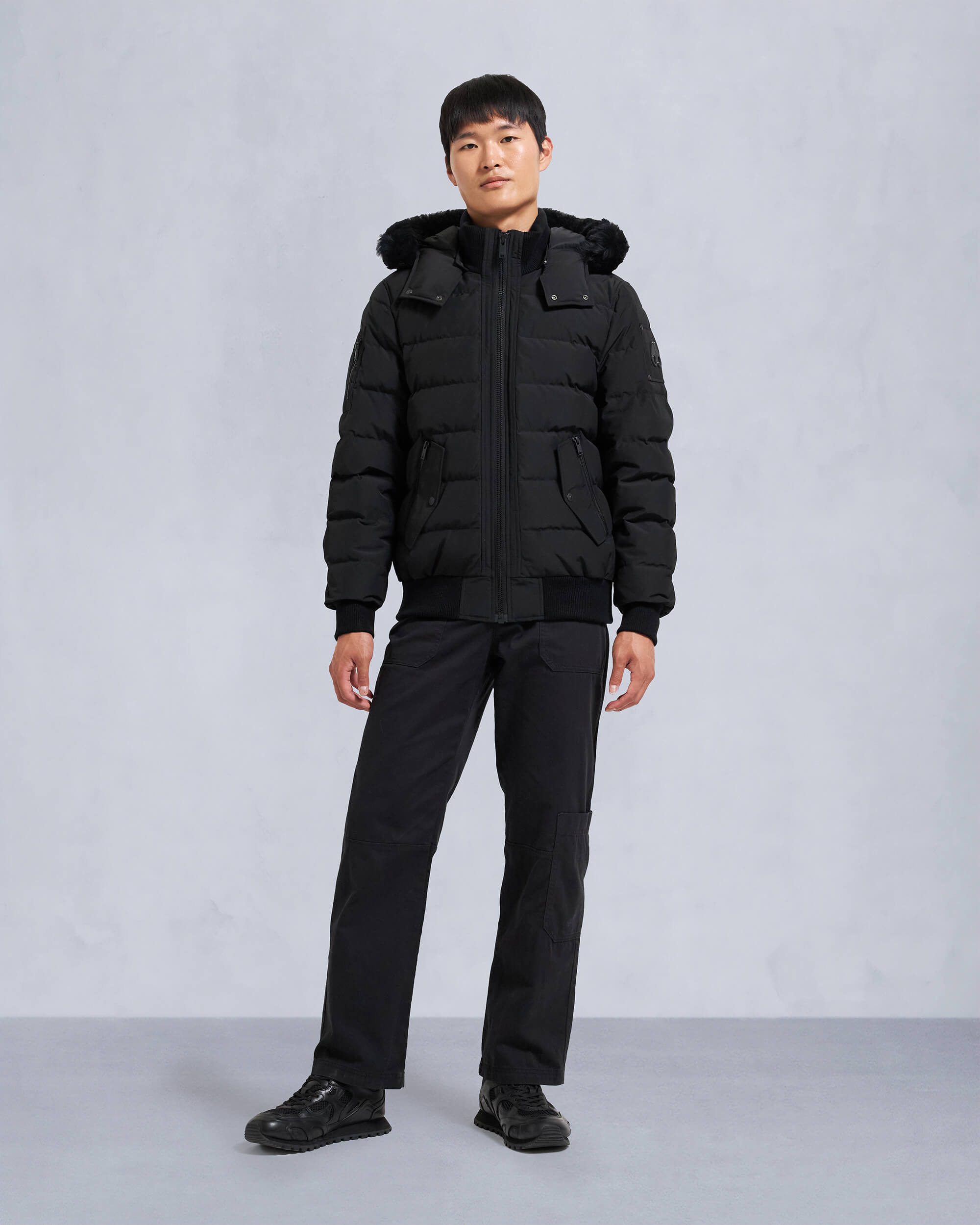 Moose Knuckles - M33MB014S - Onyx Scotchtown Shearling Bomber Jacket - MENS - Black / Black Shearling - Front Category