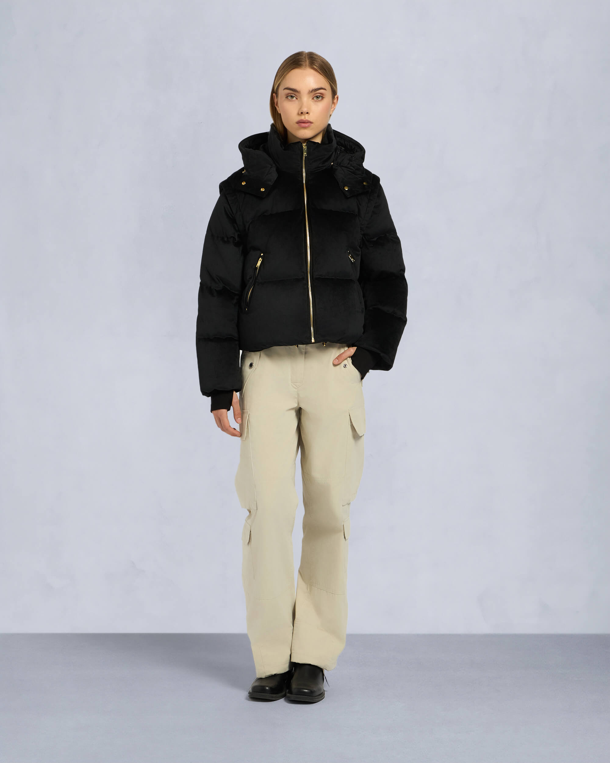 Moose Knuckles - M34LJ194G - Gold Series Misti Velour Puffer - WOMENS - Black - Front Category