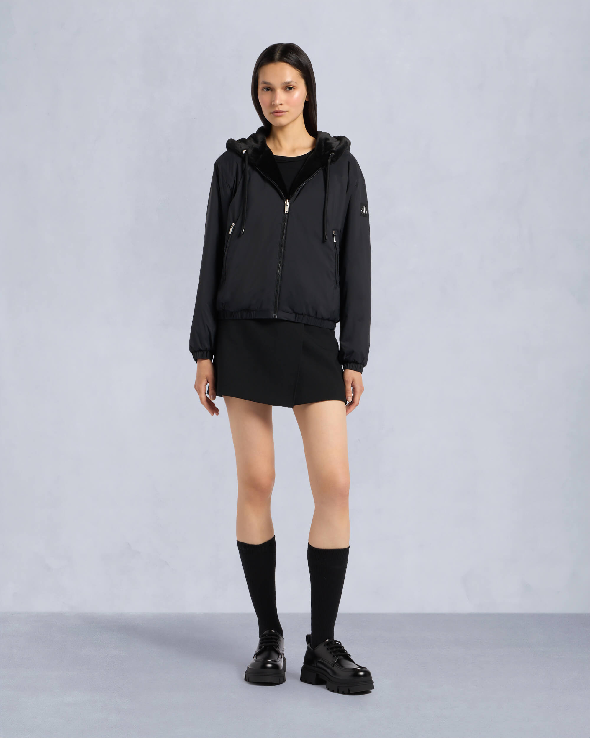 Moose Knuckles - M34LS652 - Eaton Reversible Bunny - WOMENS - Black / Shiny Black - Front Category