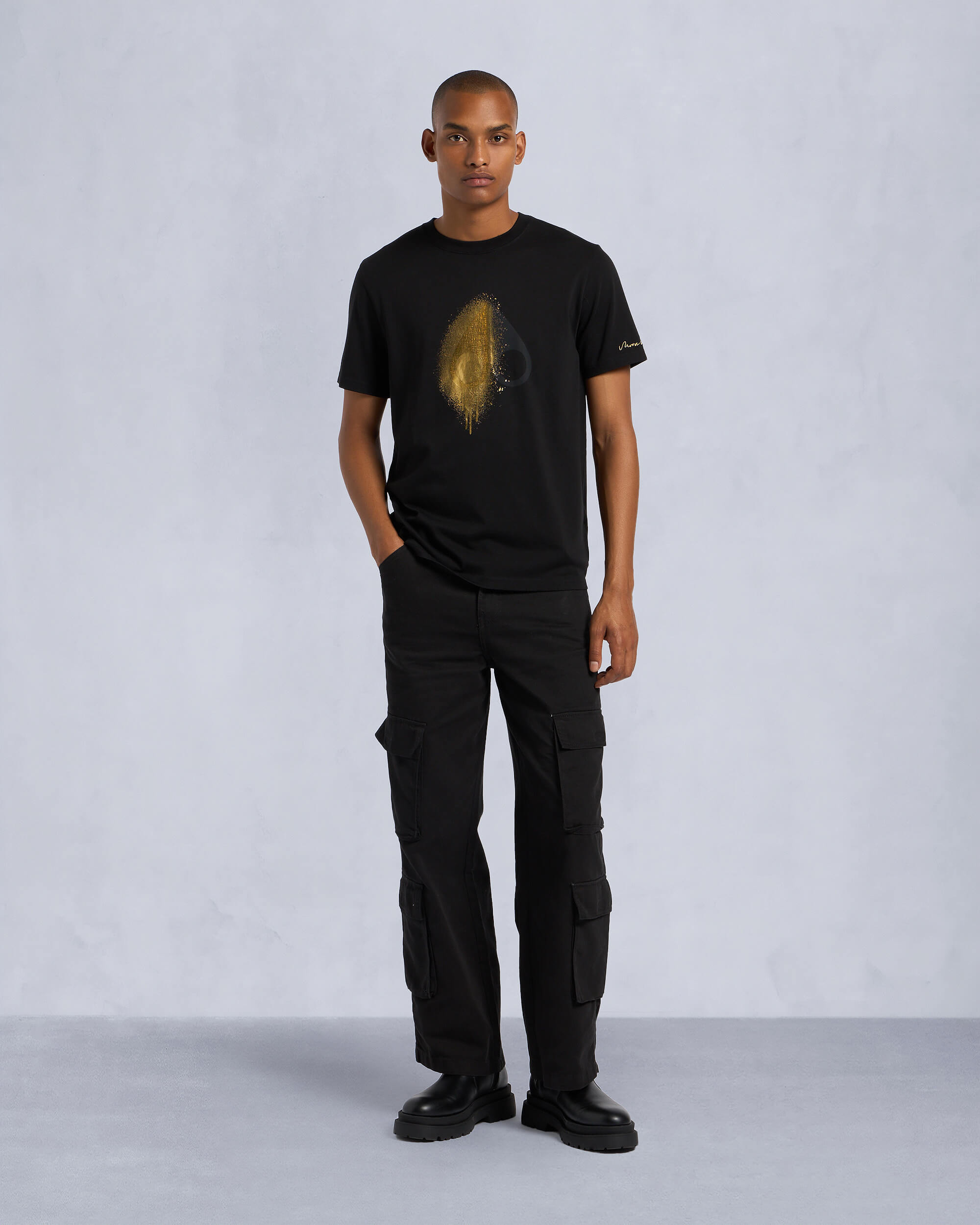 Moose Knuckles - M34MT705G - Gold Series Augustine Tee - MENS - Black - Front Category