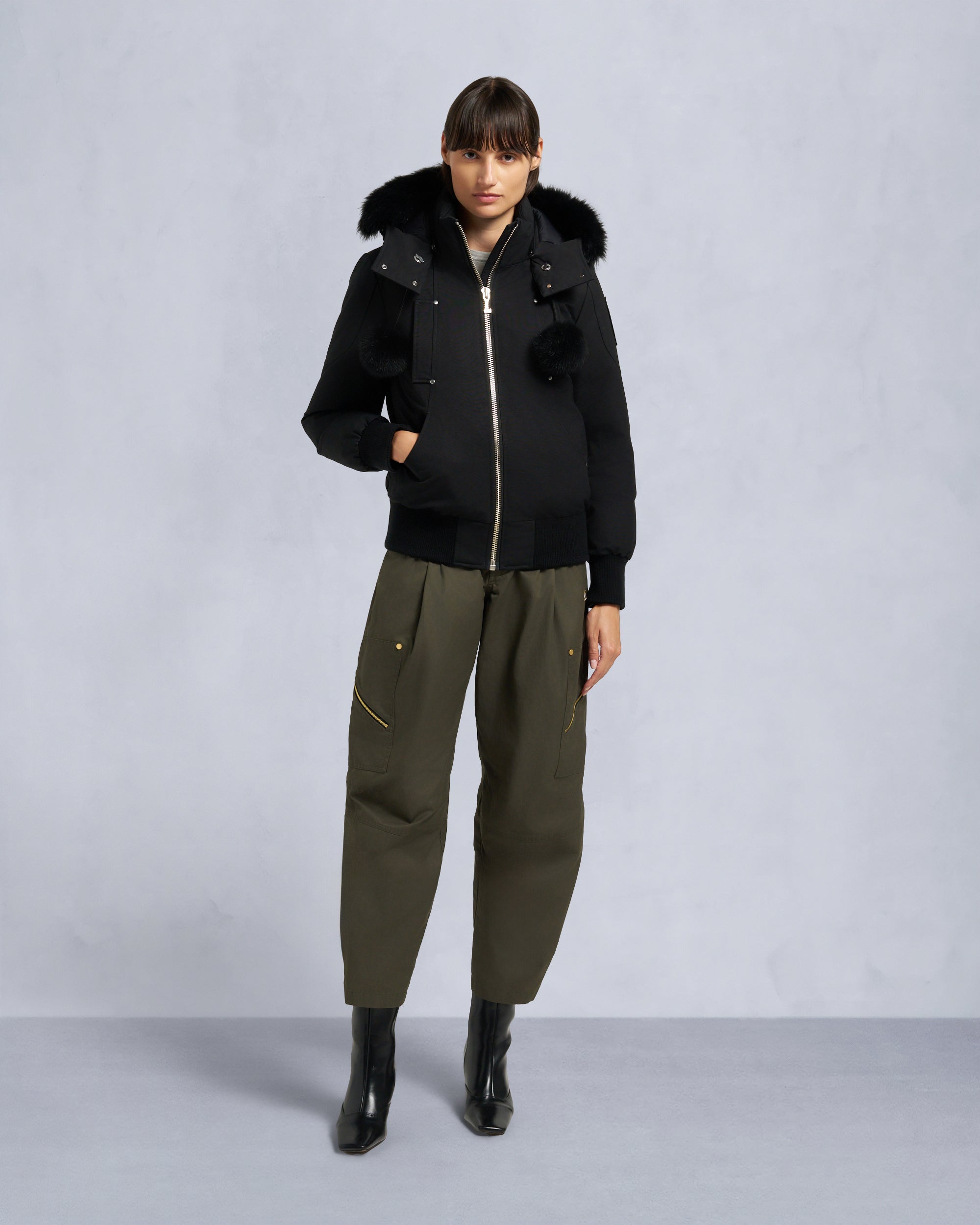 Moose Knuckles - M35LB002S - ORIGINAL DEBBIE SHEARLING TRIM BOMBER JACKET - WOMENS -  - Front Category