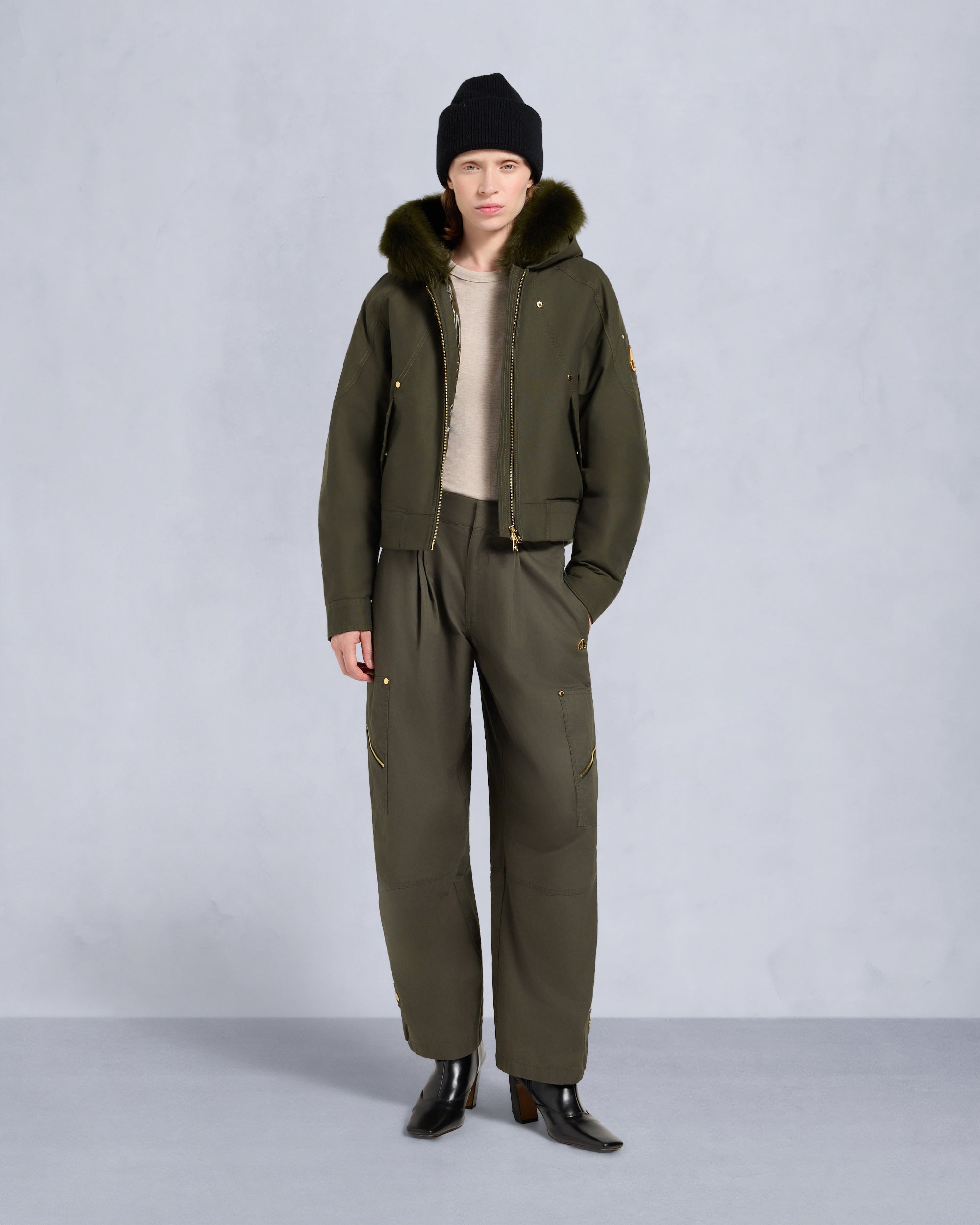 Moose Knuckles - M35LB022GS - Gold Series Logan Shearling Trim Bomber Jacket - WOMENS -  - Front Category