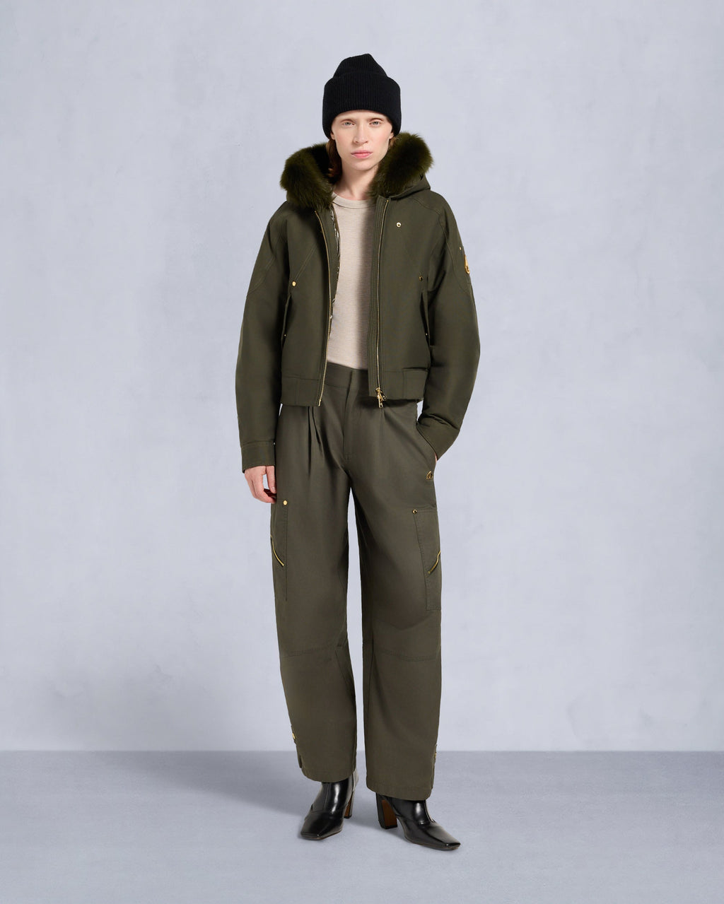 Moose Knuckles - M35LB022GS - Gold Series Logan Shearling Trim Bomber Jacket - WOMENS -  - Front Category