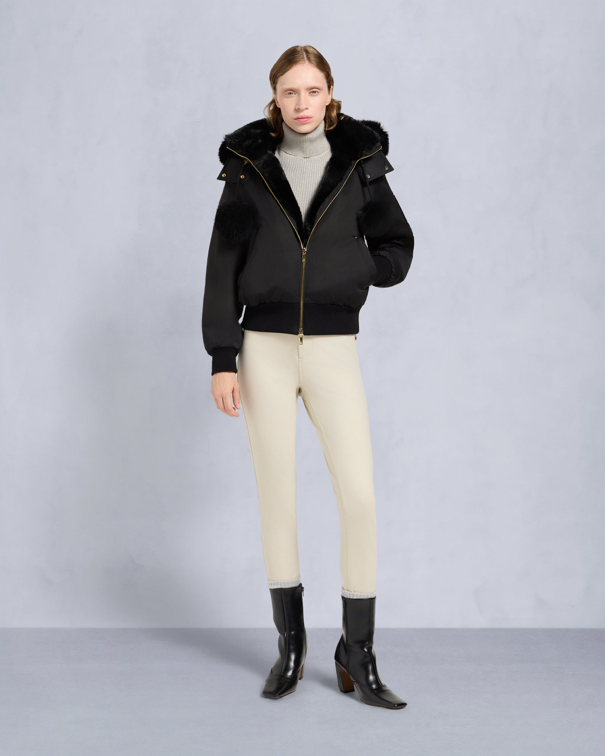 Moose Knuckles - M35LB025G - Gold Series Original Satin Debbie Bomber Jacket - WOMENS -  - Front Category