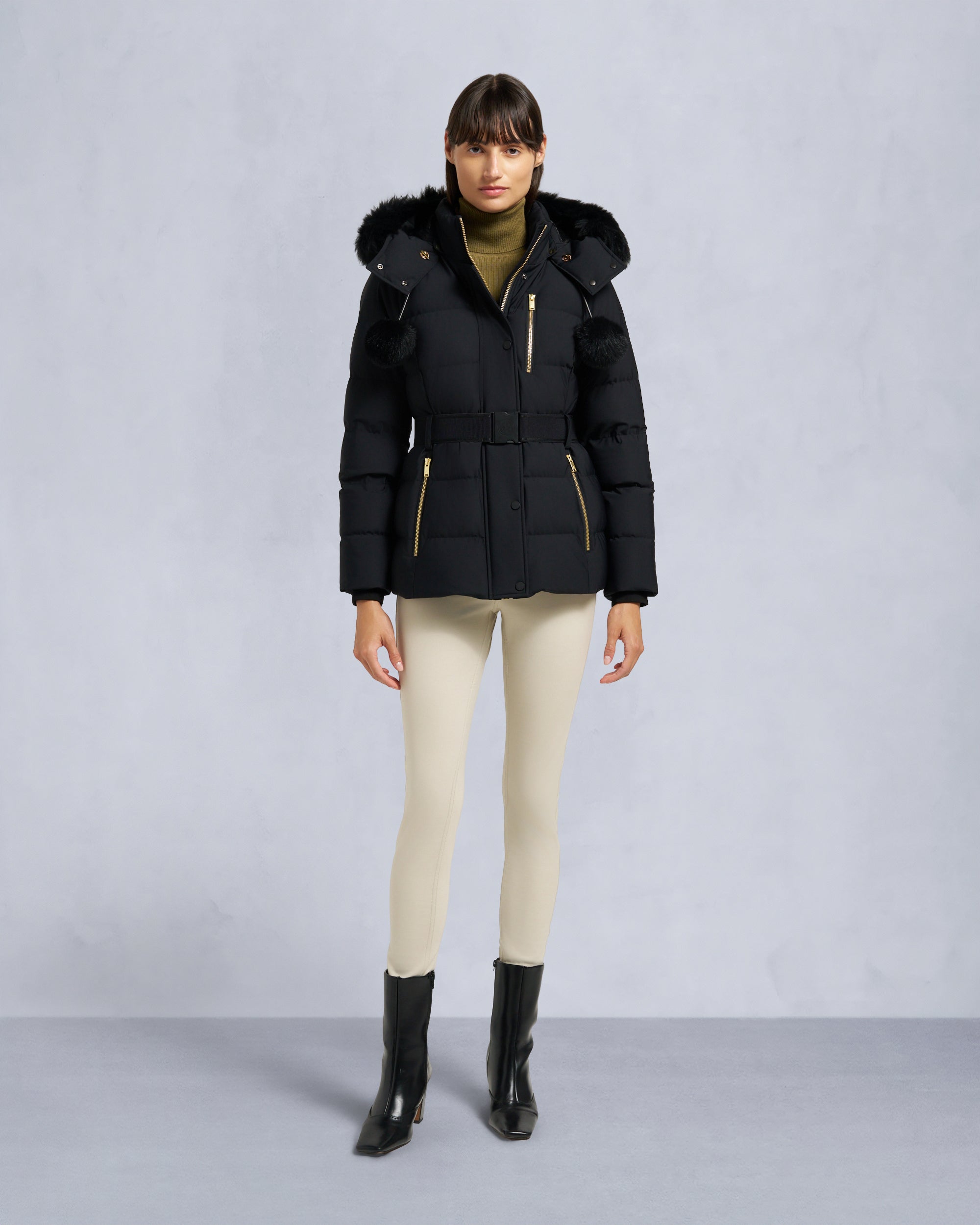 Moose Knuckles - M35LJ132GS - Gold Series Nyluxe Cambria Shearling Trim Jacket - WOMENS -  - Front Category