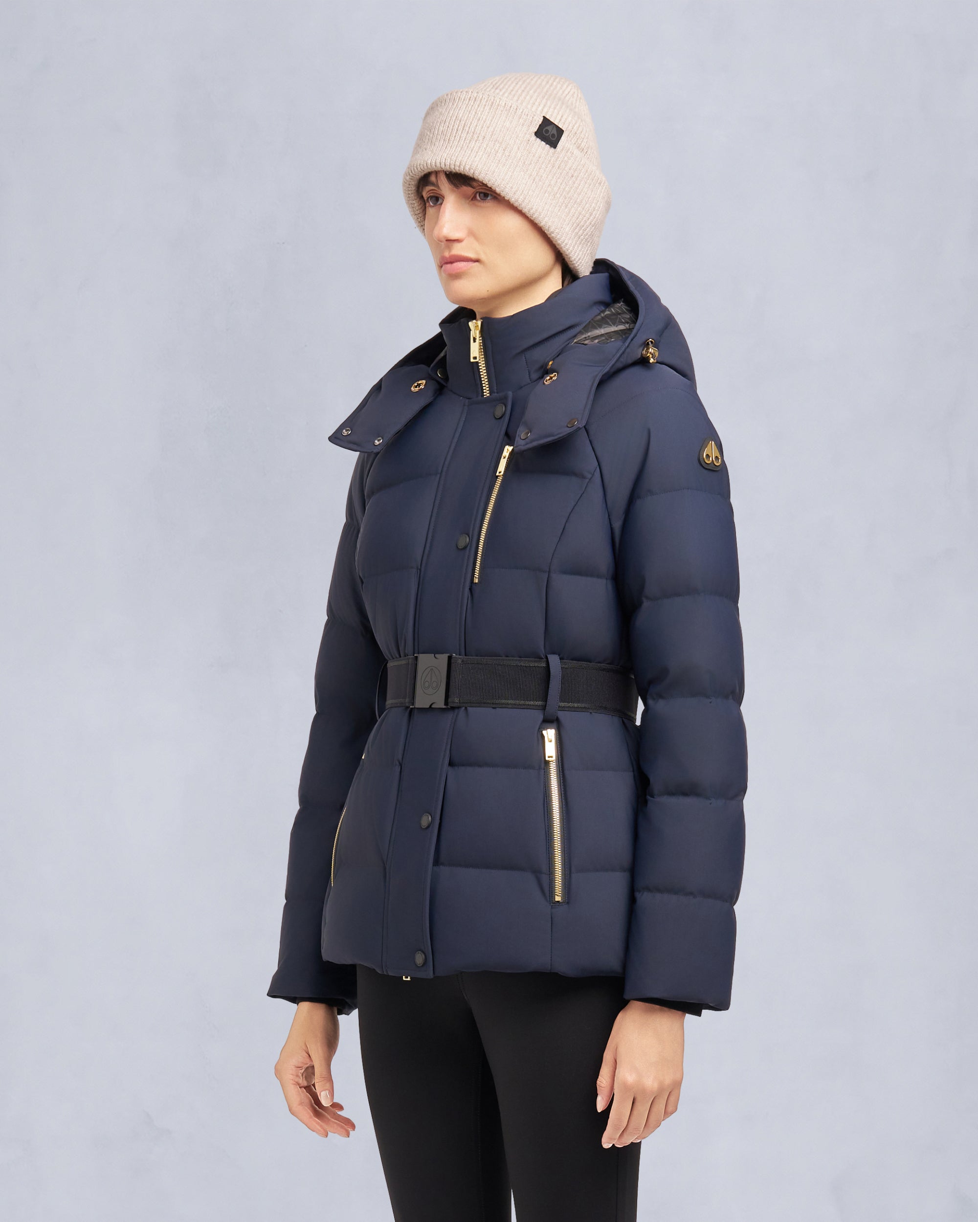 Moose Knuckles - M35LJ132GS - Gold Series Nyluxe Cambria Shearling Trim Jacket - WOMENS -  - Front