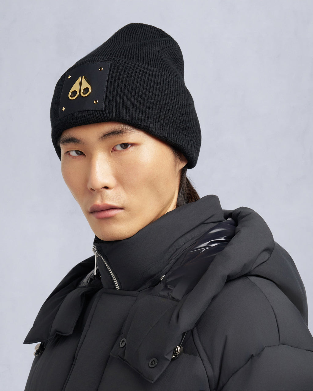 Moose Knuckles - M35MA574G - Gold Series Logo Icon Beanie - ACCESSORIES -  - Front Category