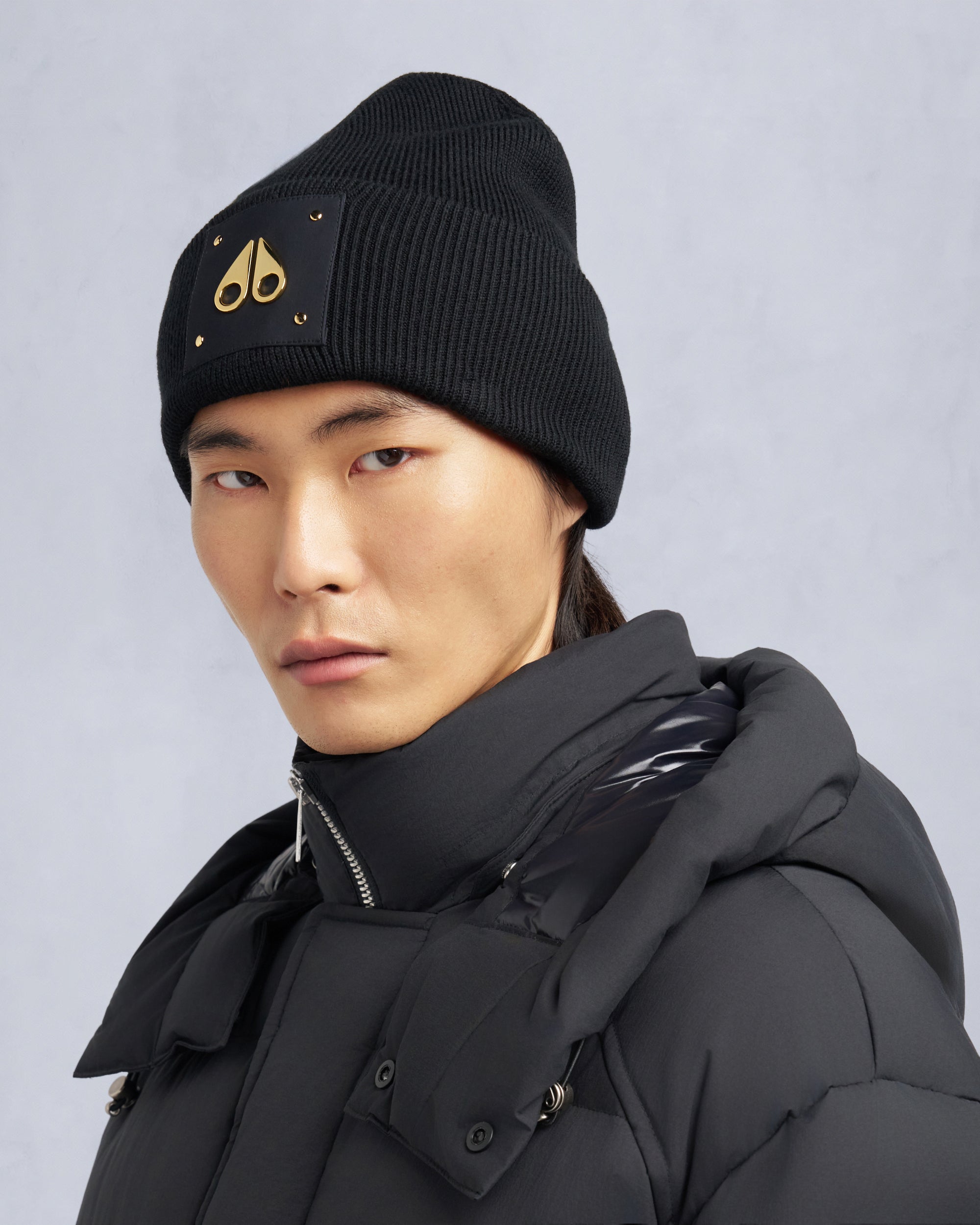 Moose Knuckles - M35MA574G - Gold Series Logo Icon Beanie - ACCESSORIES -  - Front Category