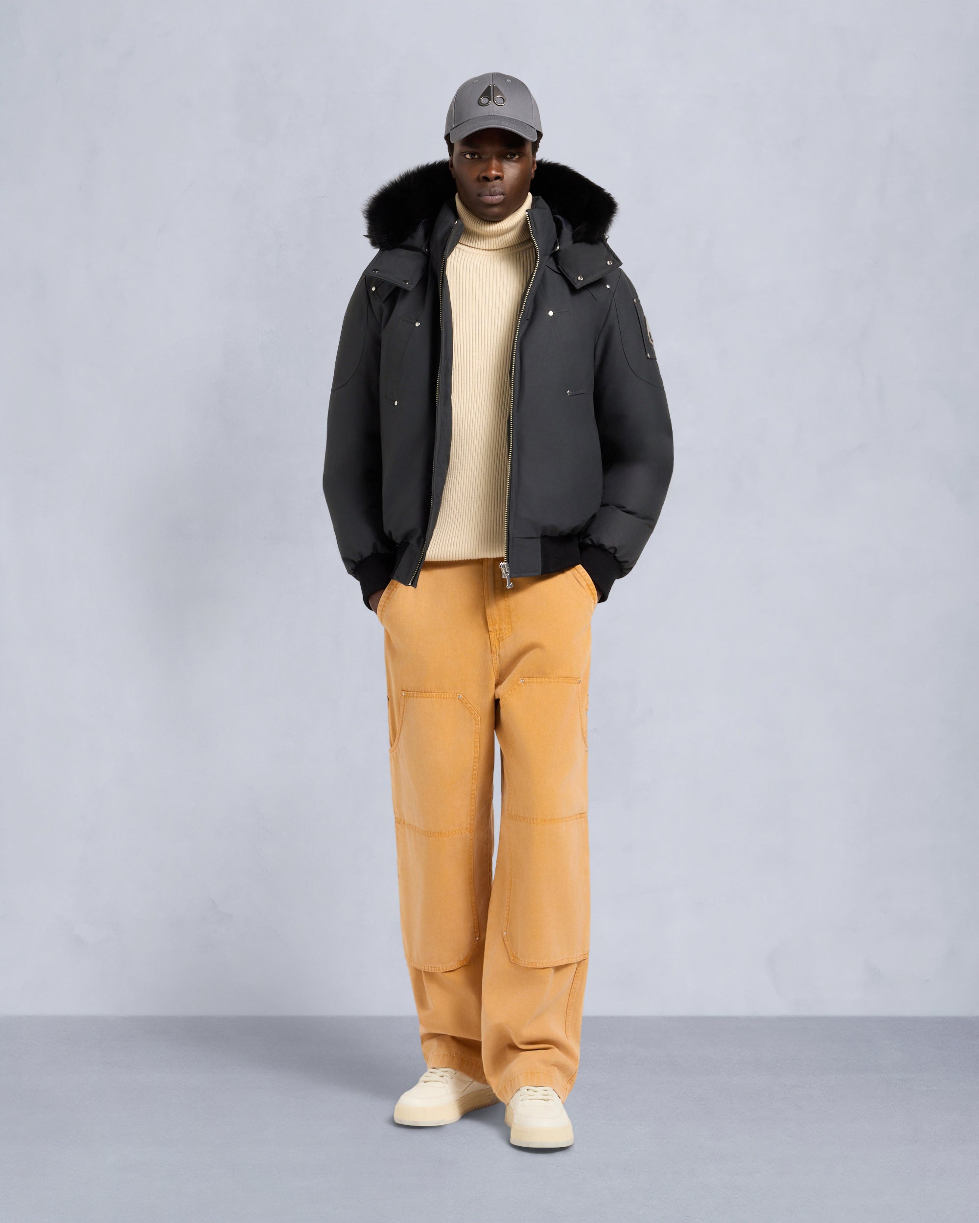 Moose Knuckles - M35MB000S - ORIGINAL BALLISTIC SHEARLING TRIM BOMBER JACKET - MENS -  - Front Category