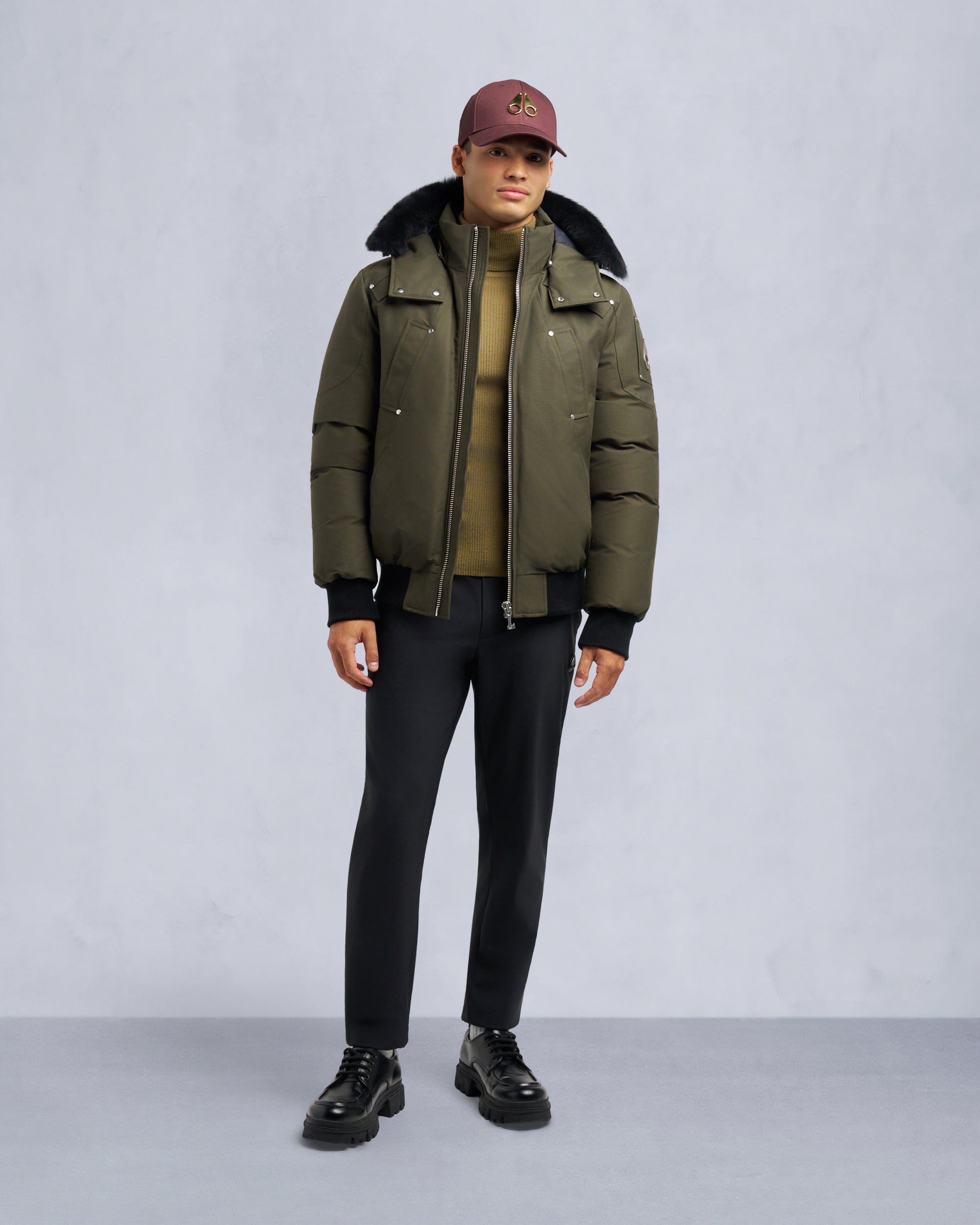 Moose Knuckles - M35MB000S - ORIGINAL BALLISTIC SHEARLING TRIM BOMBER JACKET - MENS -  - Front Category