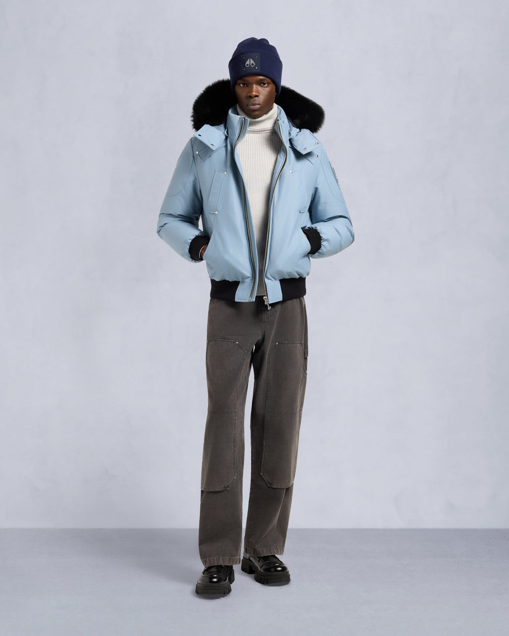 Moose Knuckles - M35MB000S - ORIGINAL BALLISTIC SHEARLING TRIM BOMBER JACKET - MENS -  - Front Category