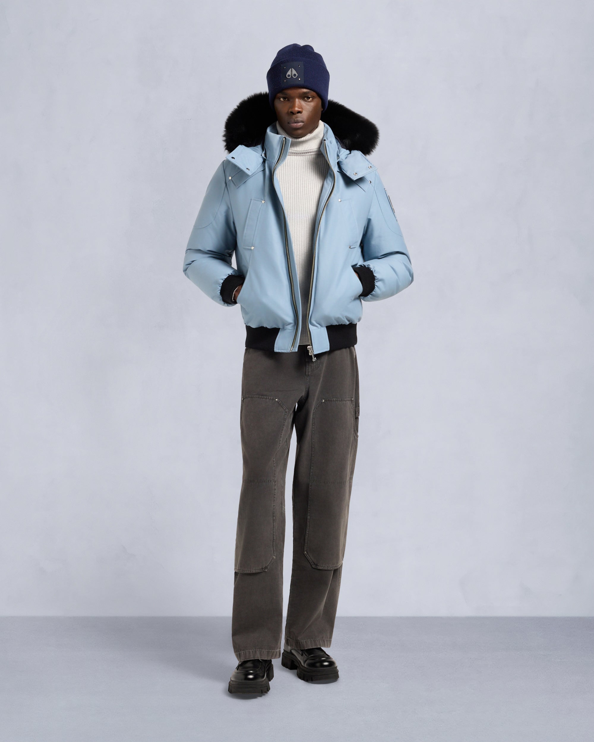 Moose Knuckles - M35MB000S - ORIGINAL BALLISTIC SHEARLING TRIM BOMBER JACKET - MENS -  - Front Category