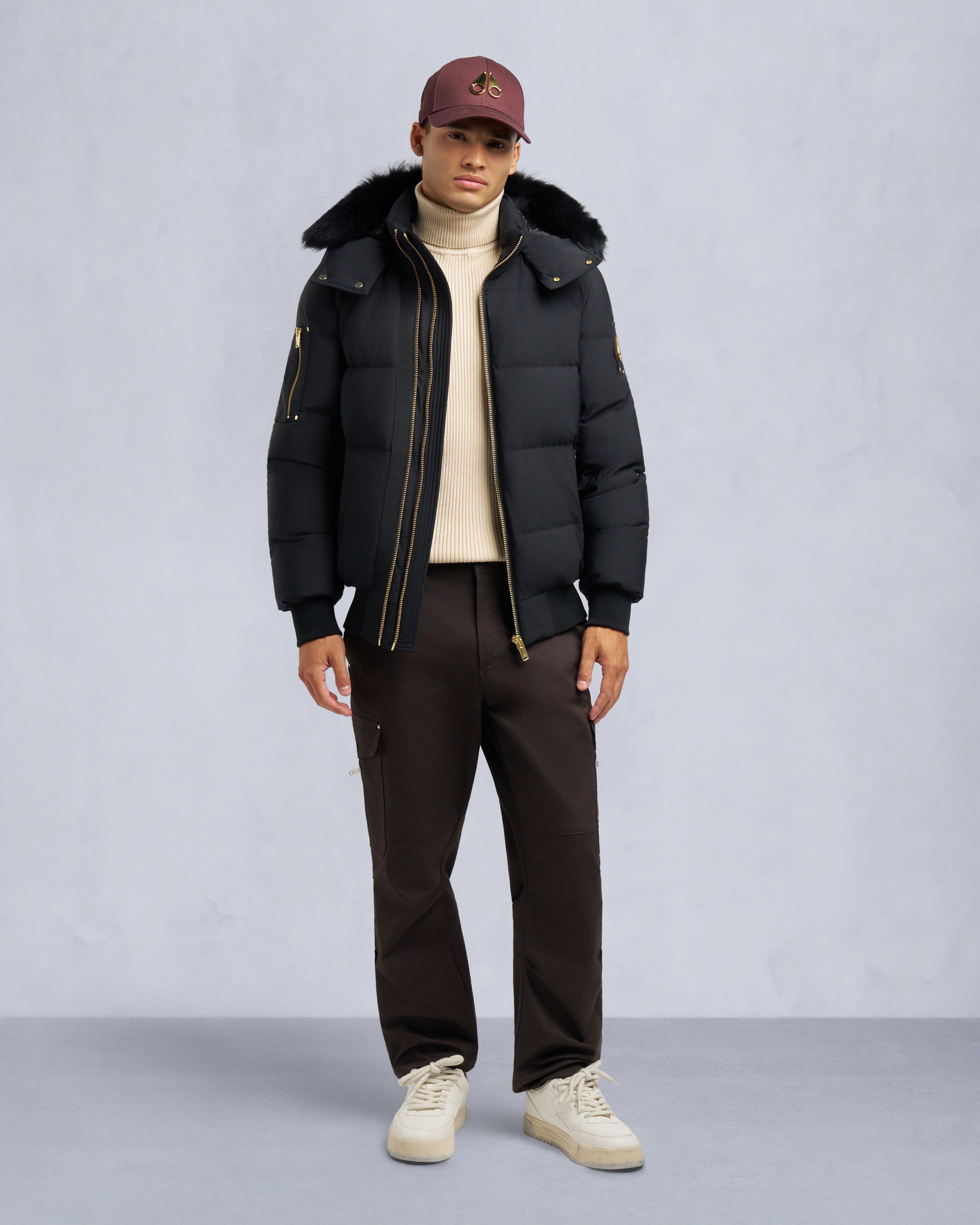 Moose Knuckles - M35MB021GS - GOLD SERIES NYLUXE STAGG SHEARLING TRIM BOMBER - MENS -  - Front Category